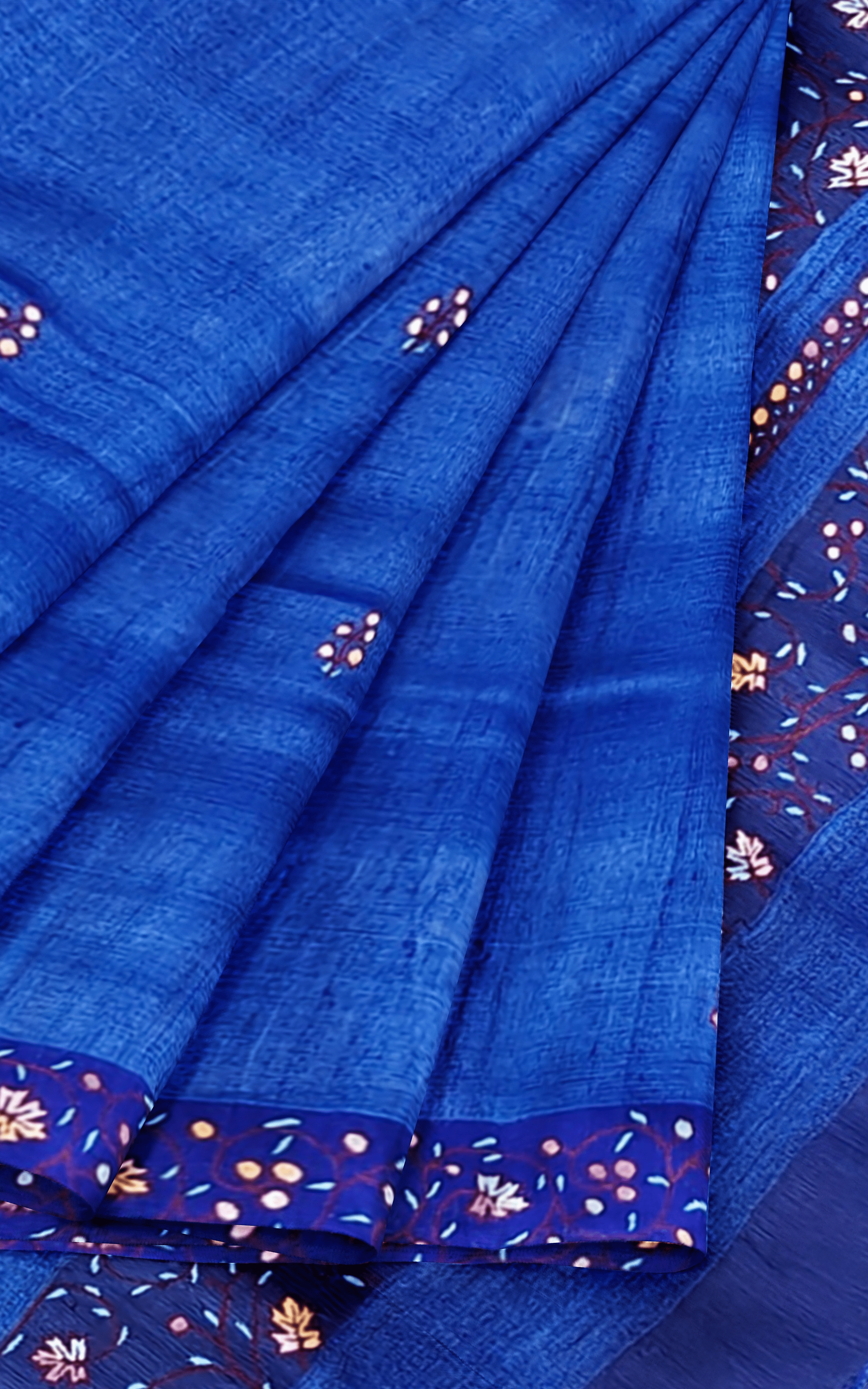 Divasutra Denim Blue Tussar Silk Sozni Saree