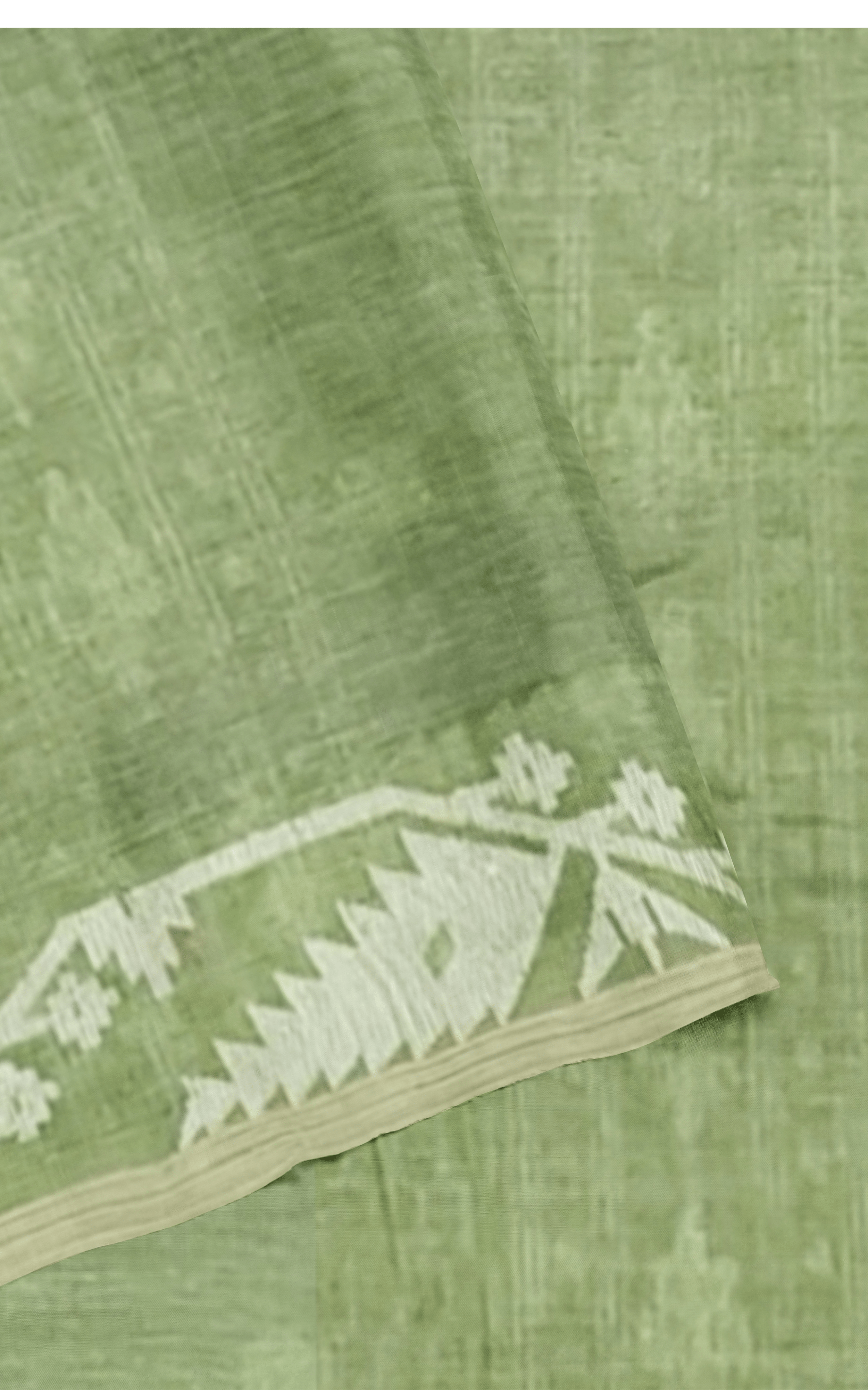 Divasutra Green and White Cotton Jamdani Saree