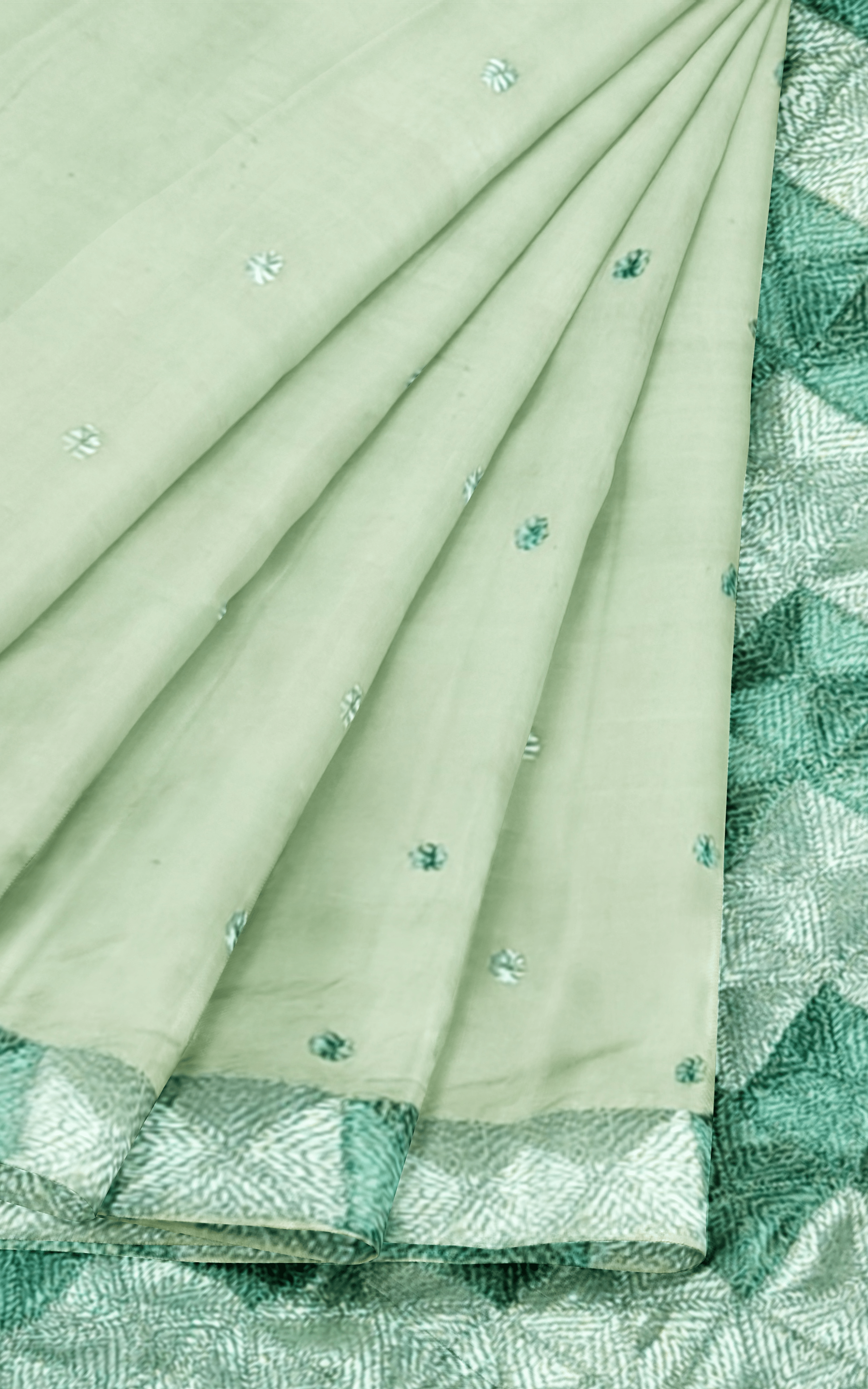 Divasutra Green Chignon Silk Chiffon Phulkari Saree