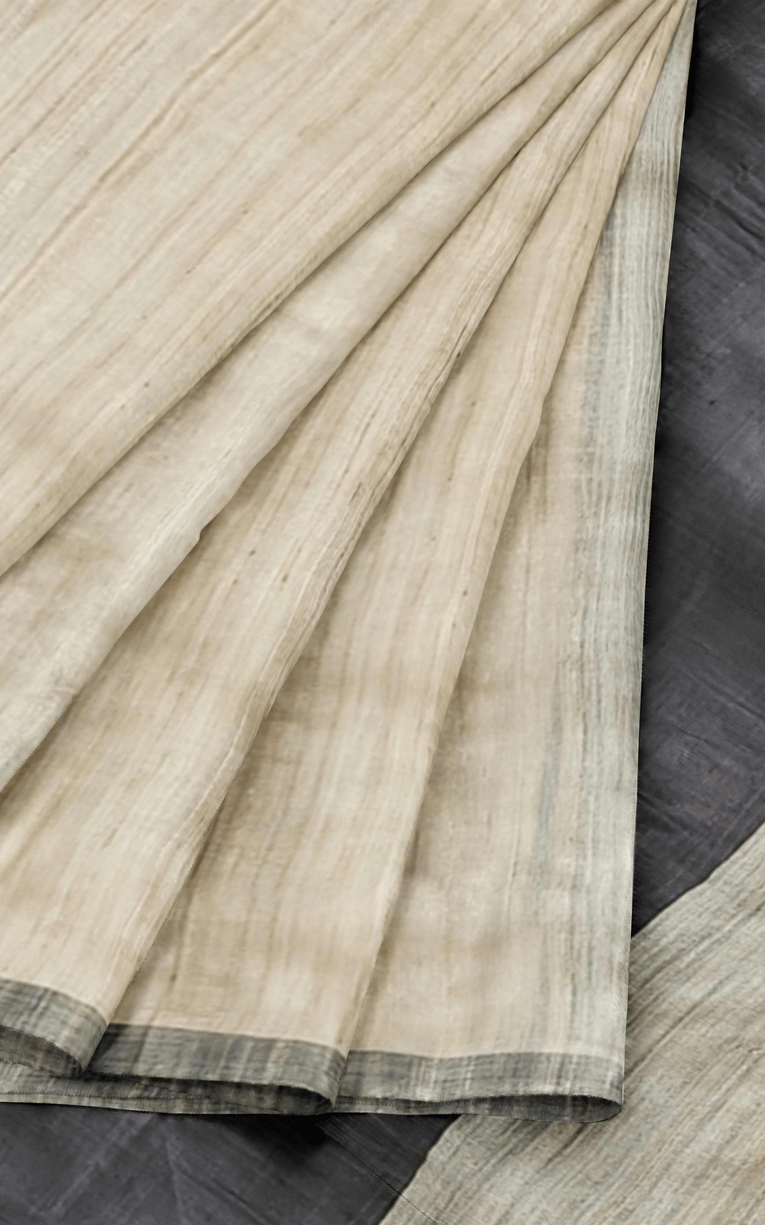 Divasutra Khaki and Black Tussar Silk Saree