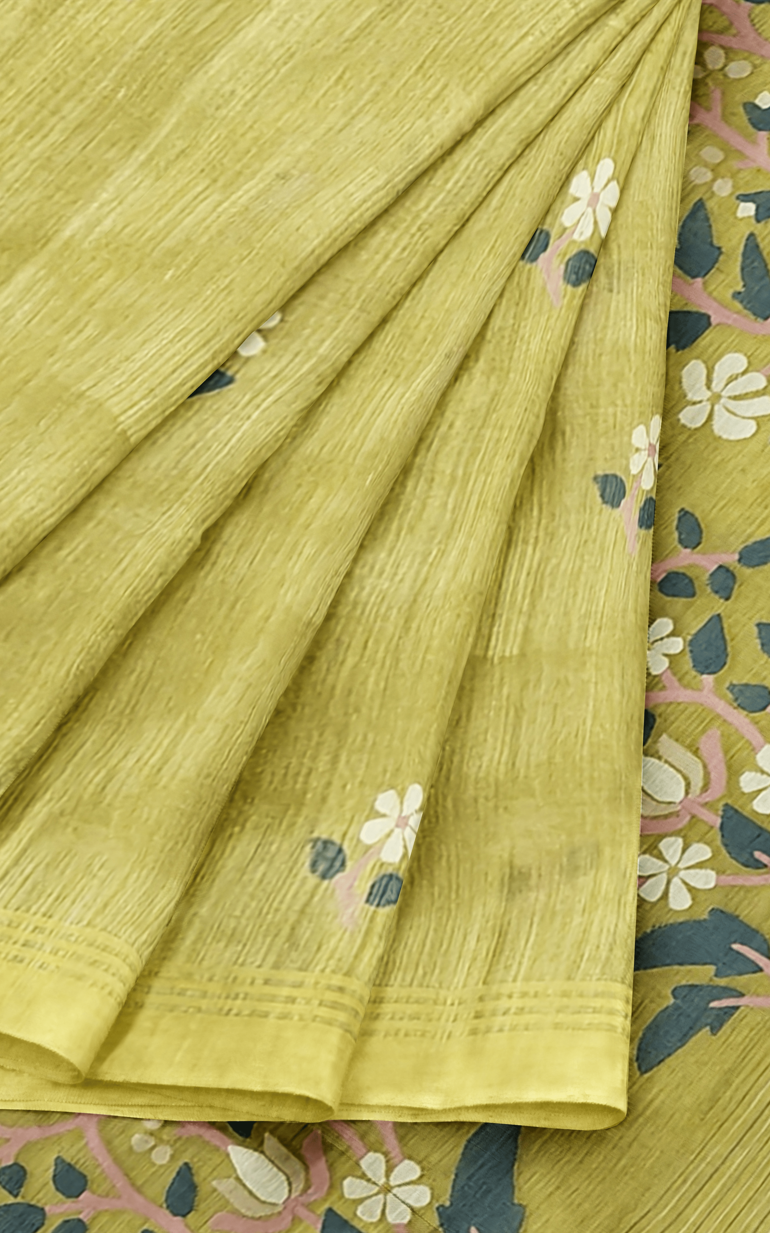 Divasutra Muted Lime Green Matka Silk Jamdani Saree