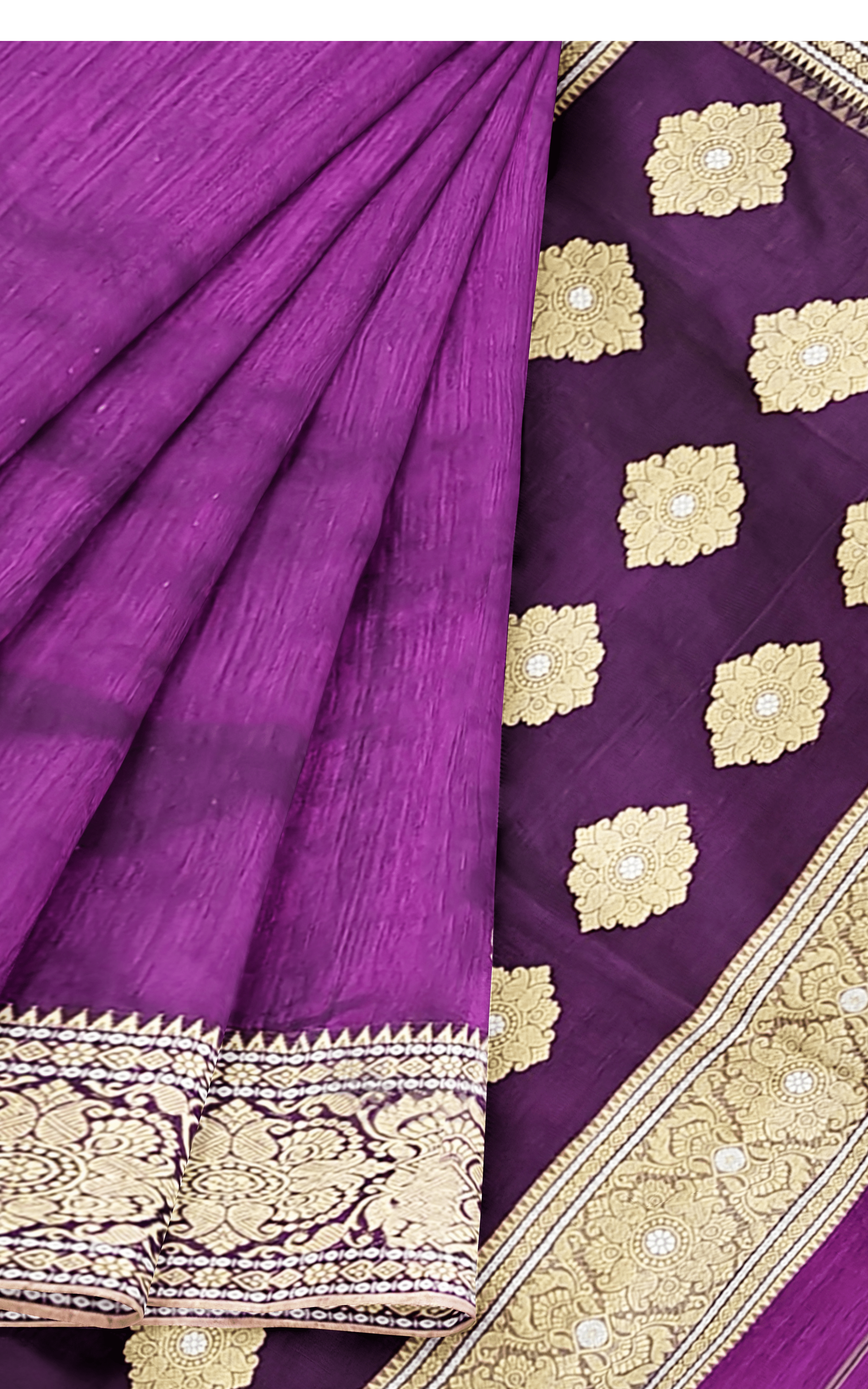 Divasutra Purple and Golden Matka Silk Saree