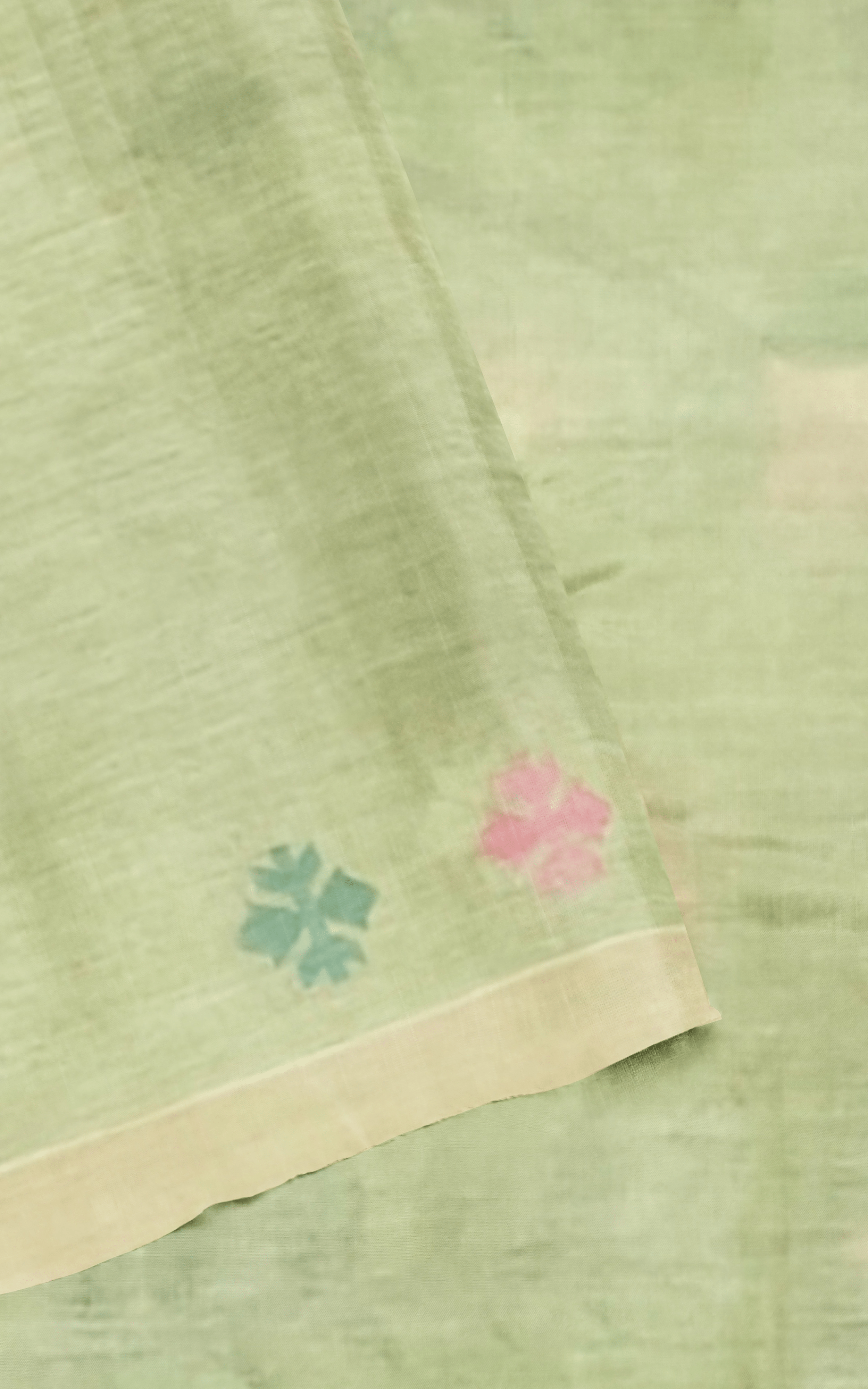 Divasutra Sage Green Cotton Jamdani Saree