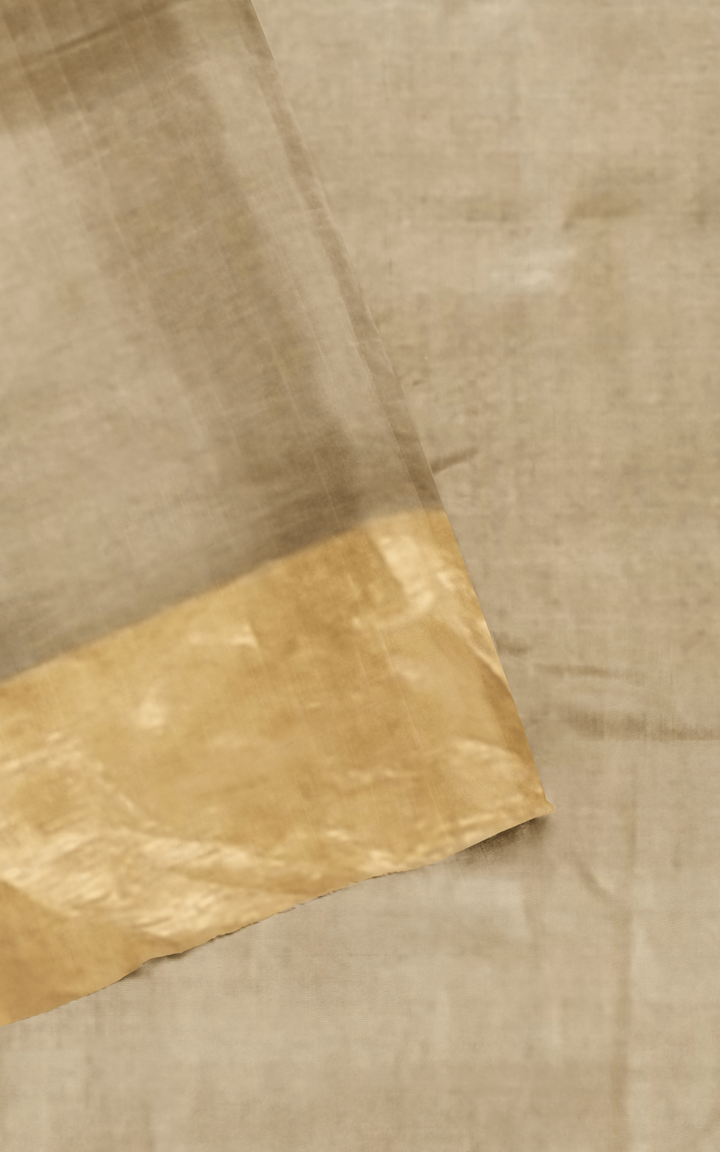 Divasutra Sandy Beige and Green Tussar Silk Saree