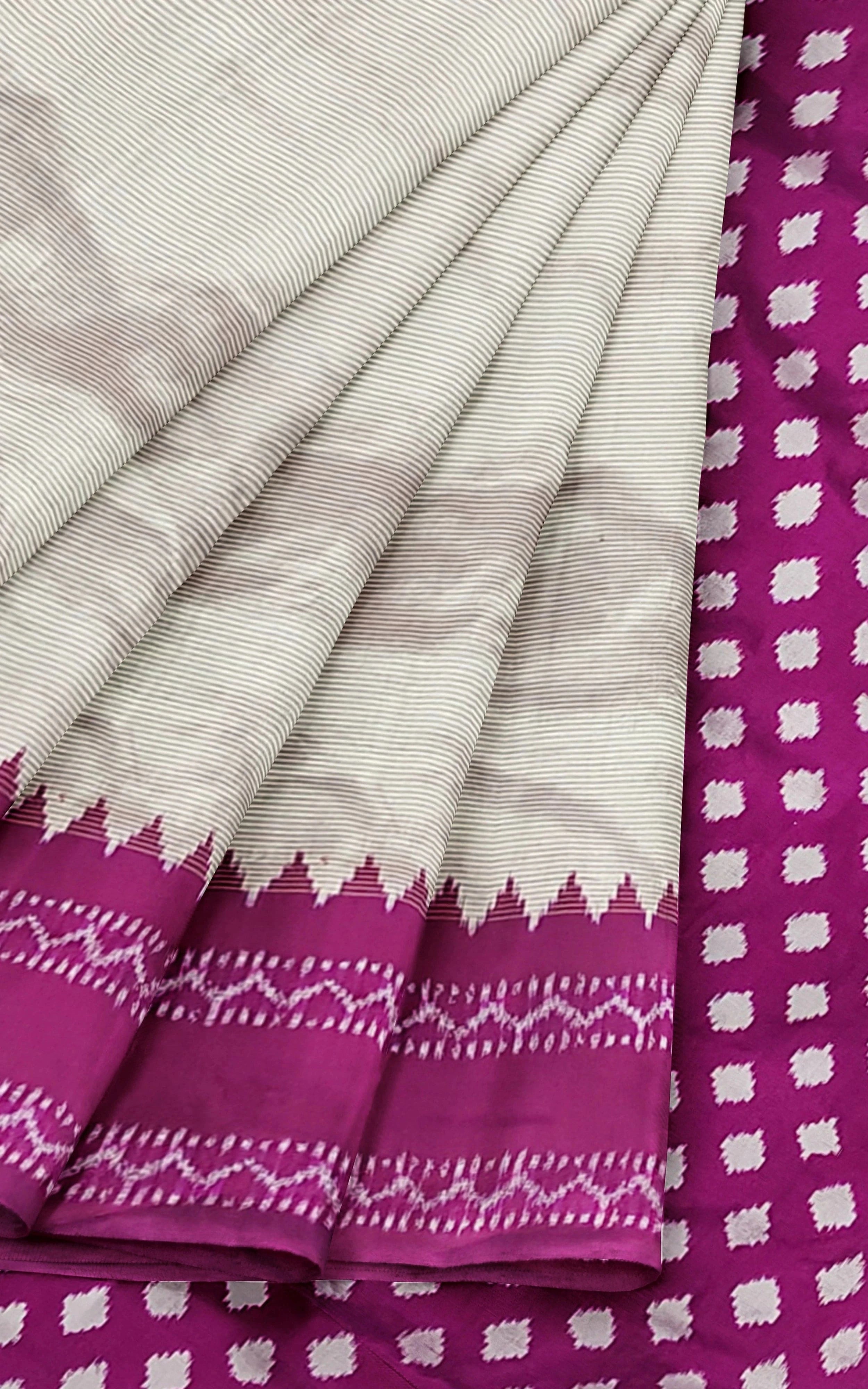 Divasutra White with Purple and Blue Telia Silk Ikkat Saree