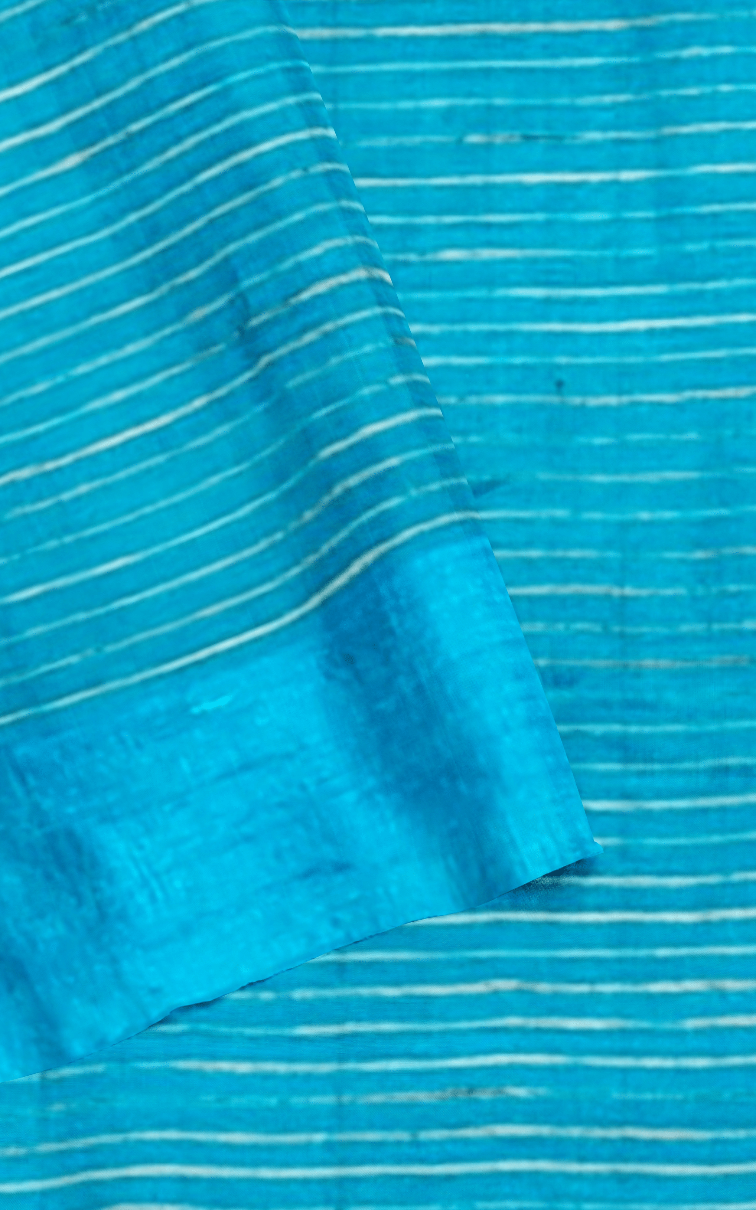 Divasutra Blue and Golden Tussar Silk Phulkari Saree