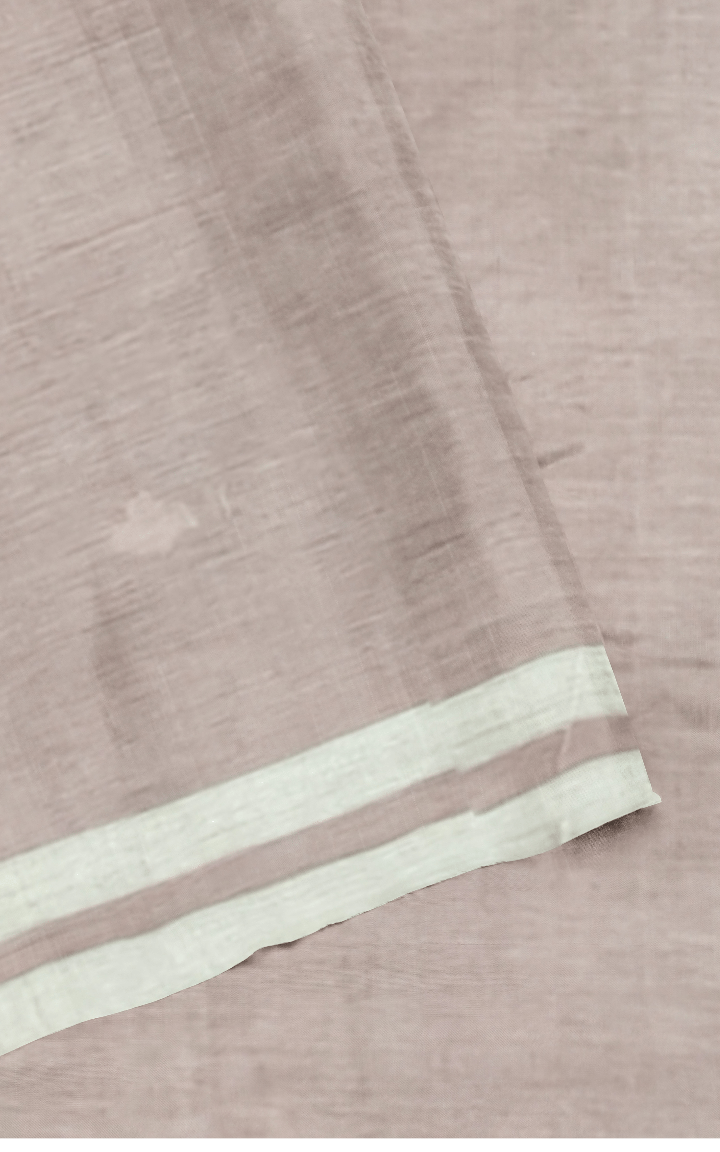 Divasutra Peach Brown and White Cotton Saree