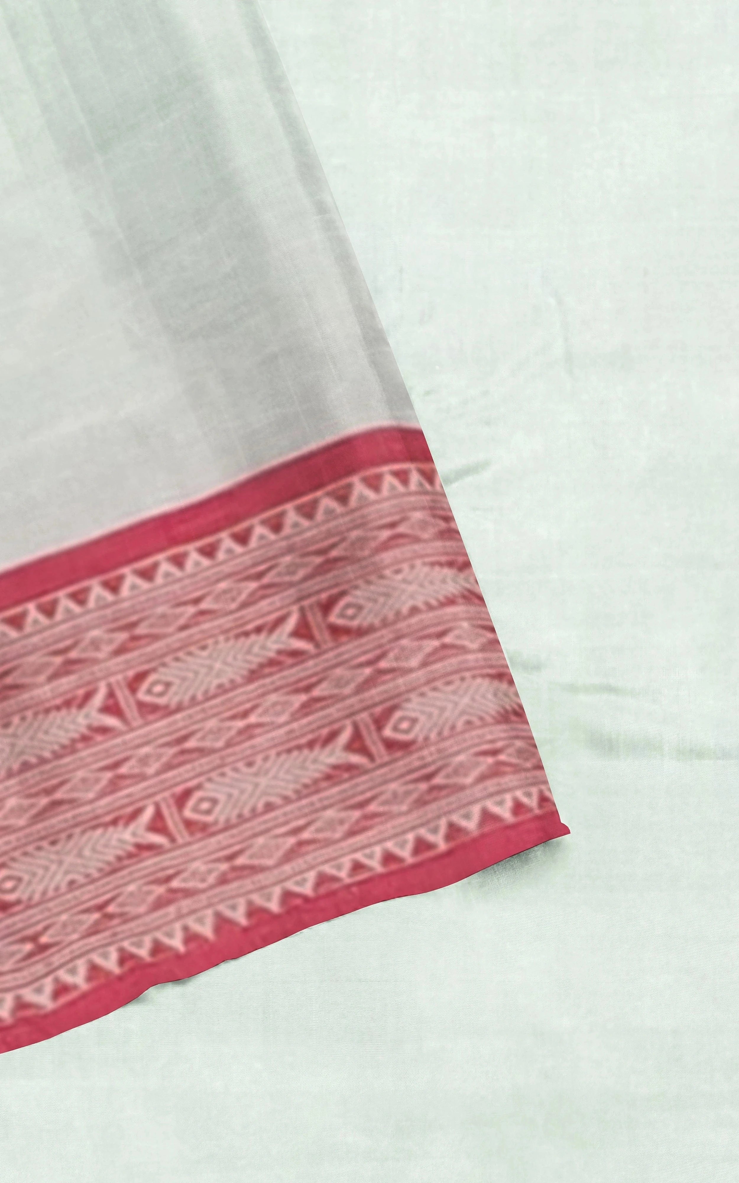 Divasutra White and Red Cotton Handwoven Jacquard Saree