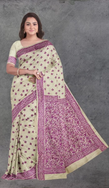 Beige Plum Kantha