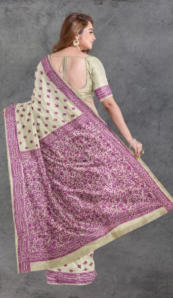 Beige Plum Kantha