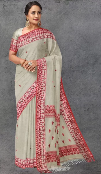 Beige Red Jacquard Cotton