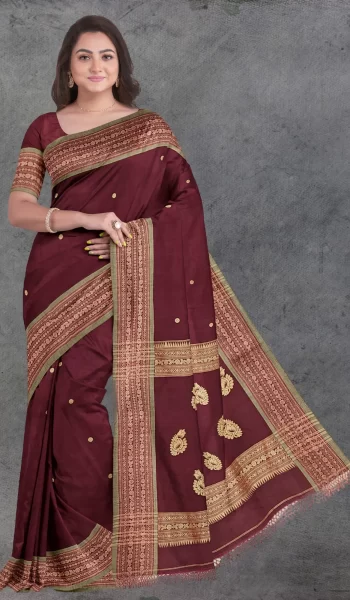 Maroon Beige Jacquard Cotton