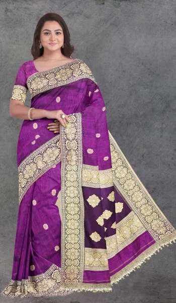 Purple Matka Silk Muslin Jacquard