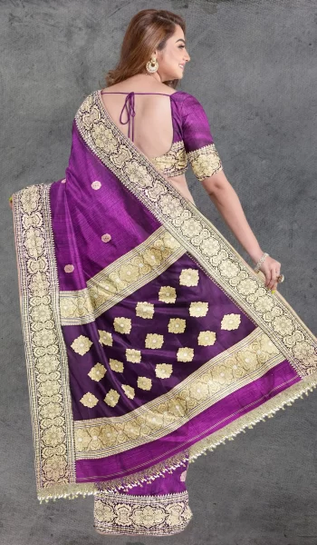 Purple Matka Silk Muslin Jacquard